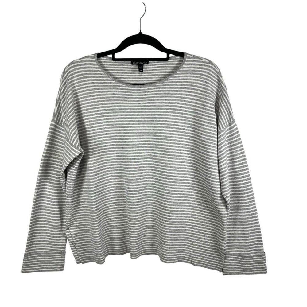Eileen Fisher Organic Cotton Silk Blend Striped Top‎ Women’s Size Small Petite